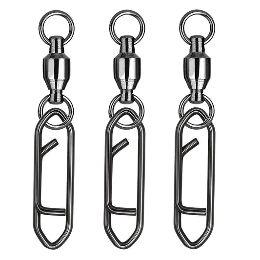 Atibin Snap Connector Fishing Swivels Stainless Bearing Ball Snap Swivels Steel Quick Change Fishing Clips Swivel Black Nickel, 25pcs, 44lbs