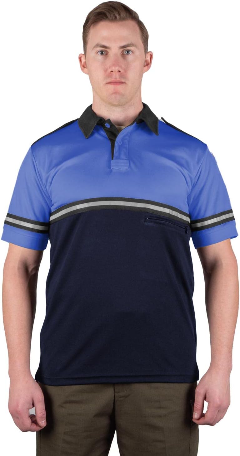 First Class Two Tone Bike Patrol Shirt with Reflective Stripes and Zipper Pocket
