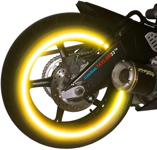 High-Intensity Yellow Reflective Safety Rim Tapes for All Vehicles - Custom Fit 17” SportsBike