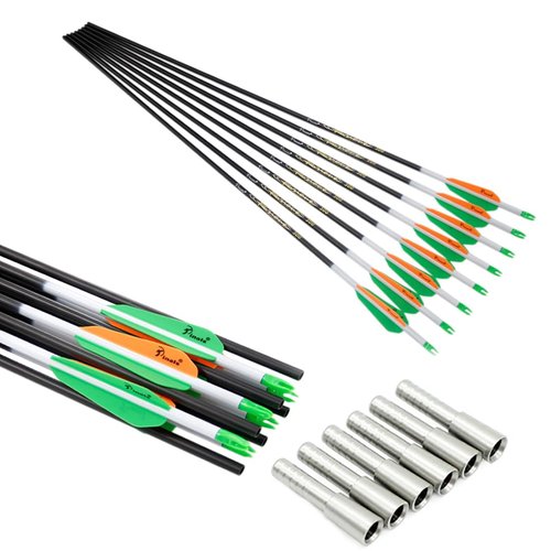 QunYing Archery .204" Carbon Hunting Arrows 30 inch 300 340 350 Spine for Compound Recurve Bow 12PCS 300