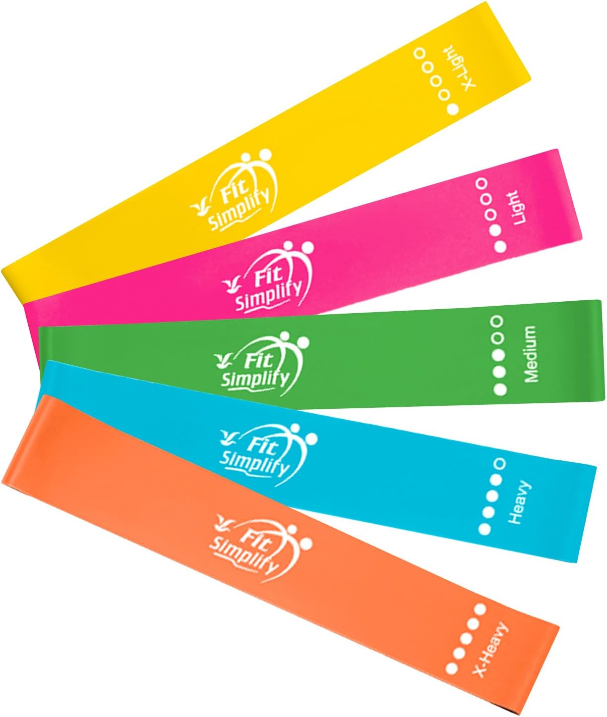 Fit Simplify 10 Inch Resistance Loop Exercise Bands, Set of 5, Assorted Colors