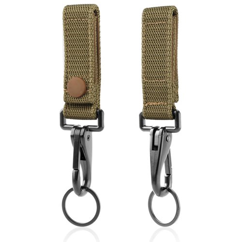 NQEUEPN 2pcs Heavy Duty Belt Key Holders, Duty Belt Loop Keeper Clip with Metal Snap and Nylon Molle Strap Fits 1.5-2.25 inch Wide Belts Key Ring Clip Keychain Gear Organizer Accessories