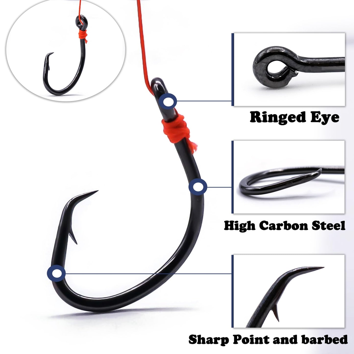 FishTrip Circle Hooks Saltwater for Catfish - 25pcs Offset 3X Strong Fishing Hook Wide Gap for Live Bait,Size 4/0