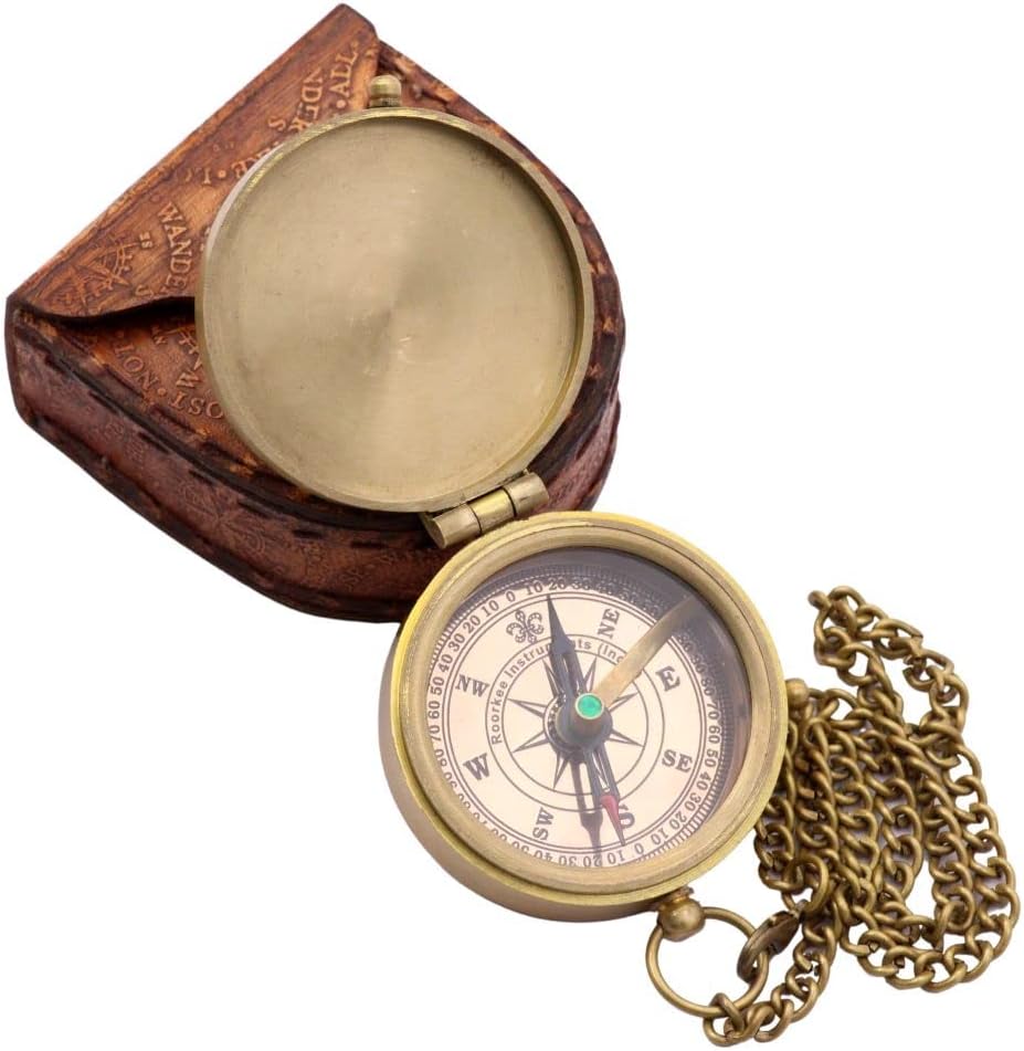 RII Solid Brass Personalised Compass Gifts with Engraved Message, Graduation Day, Birthday, Father to Son, Romantic Gift