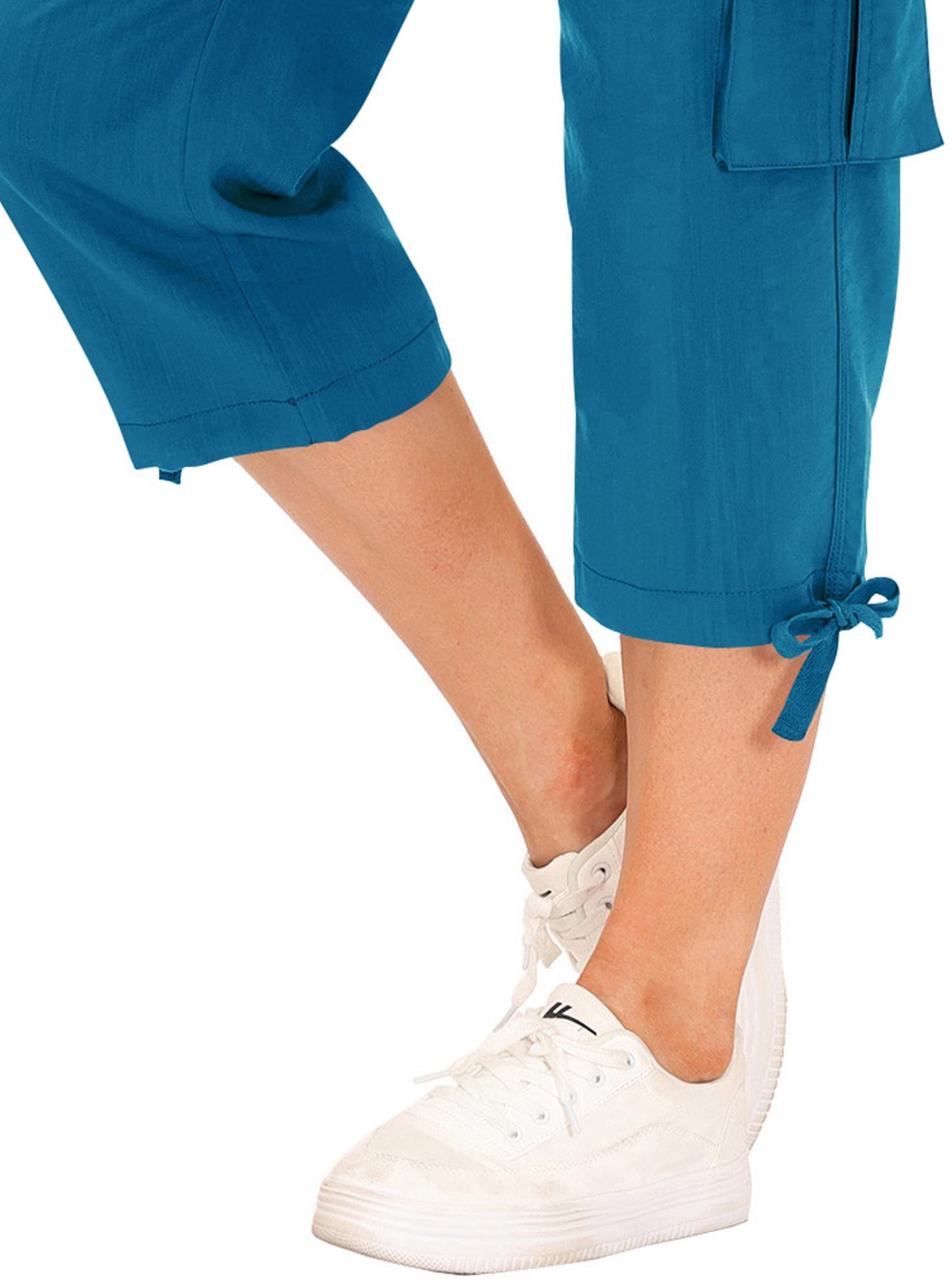 MoFiz Capri Pants for Women Cargo Hiking Pants Lightweight Women's Capris Summer Casual Travel Blue 2XL