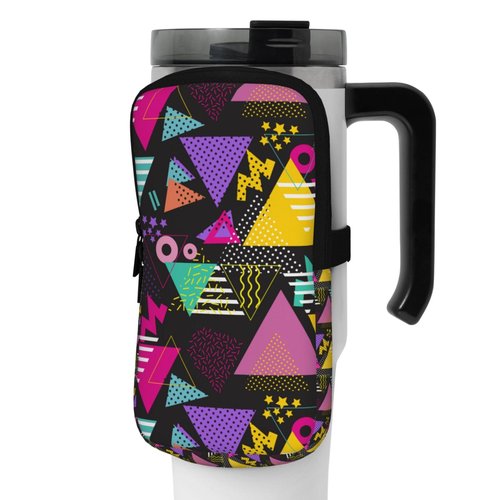 WtallasiSei Retro 80s 90s Geometric Water Bottle Pouch & Armband for Stanley Cup Accessories Yoga Gym Sports Water Bottle Bag for Men Women Hiking Running