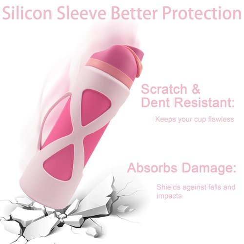 Silicone Boot with Handle for Owala Freesip Water Bottle 24 Oz, Water Bottle Carrier Grip Accessories for Running Bike, Gym Or Jogging