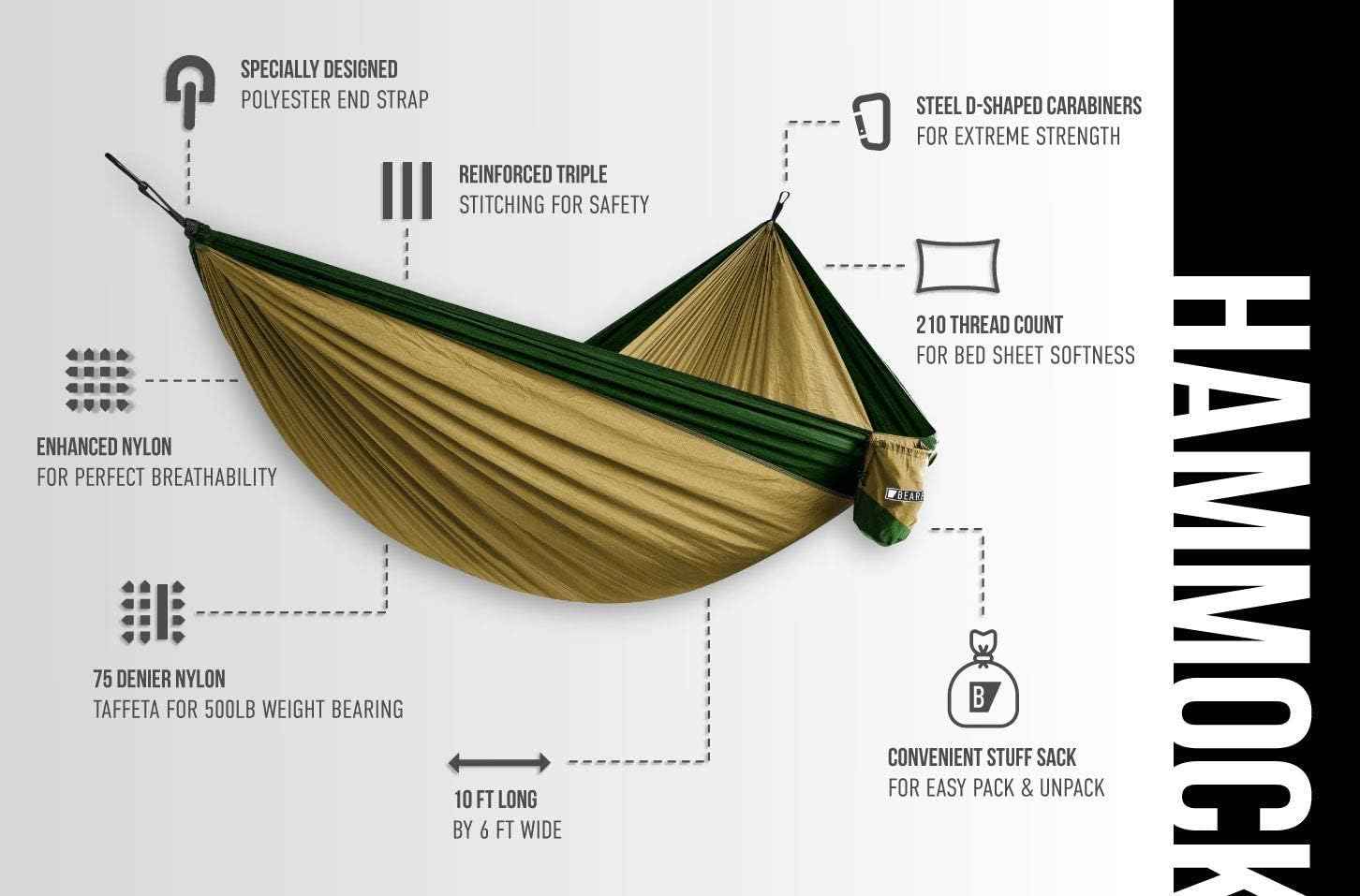 Premium Double Hammock with Tree Straps - Durable, Portable & Comfortable