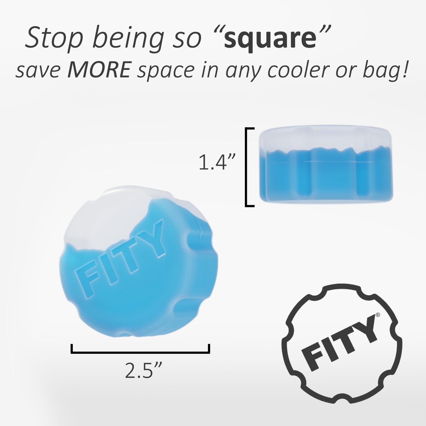 FITY Freeze The 6 Pack - A Space Saving Freezable Ice Pack use w/Lunch Boxes, Diaper Bags, Sore Muscles, 16oz can cooler tumblers, Beach Bags, Coolers, and More. (blue, 6 pack)