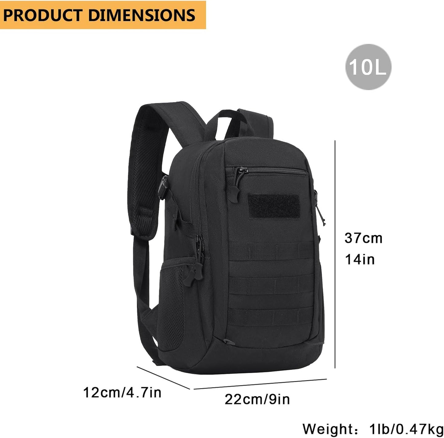 ArcEnCiel 10L/20L Mini X-Small Tactical Backpack MOLLE Daypack Gear Pack Camping Bag with Patch
