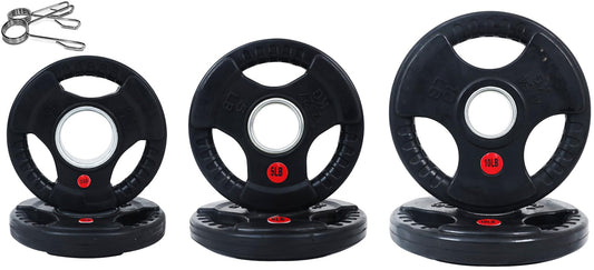 Fitvids Olympic 2-Inch Cast Iron Plate Weight Plate for Strength Training and Weightlifting, Rubber Coate Style, 35LB Set