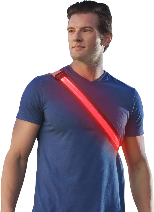 ILLUMISEEN LED Reflective Belt Sash | High Visibility LED Lights with 2 Lighting Modes | Adjustable Quick Release Buckle | USB Rechargeable, No Batteries Needed | Weatherproof Professional Safety Gear