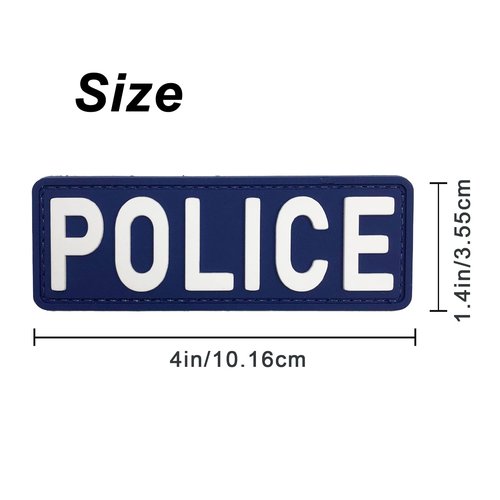 uuKen PVC Police Patch 4"x1.4" Navy Blue with Hook Fastener Back for Hat Bags Backpacks (Navy Blue)