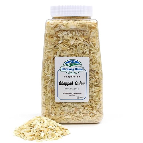 Harmony House Foods, Dried Onions, Chopped, 16 Ounce Quart Size Jar