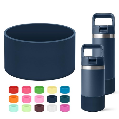 Mokoart Silicone Boot Compatible with YETI Kids Water Bottle 12 oz and Rambler 18 oz Bottle, Anti-Slip Sleeve Bottom Protector Accessories for YETI Rambler 12/18oz (Navy)
