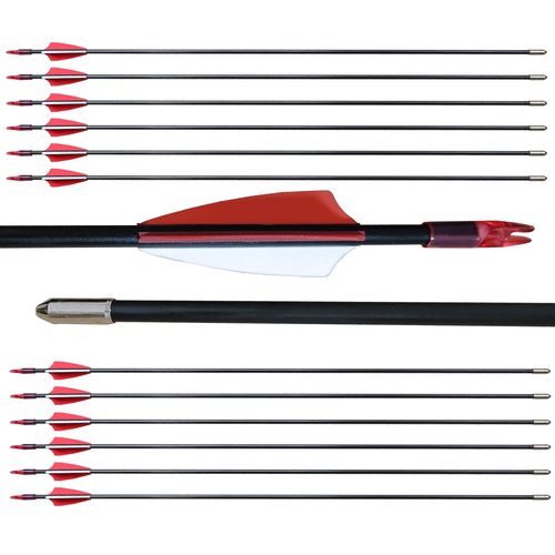 e5e10 28" Target Arrows Practice Fiberglass Arrow Kids Youth Beginners Safety Blunt Tips for Recurve Bow Long Bow (Red)