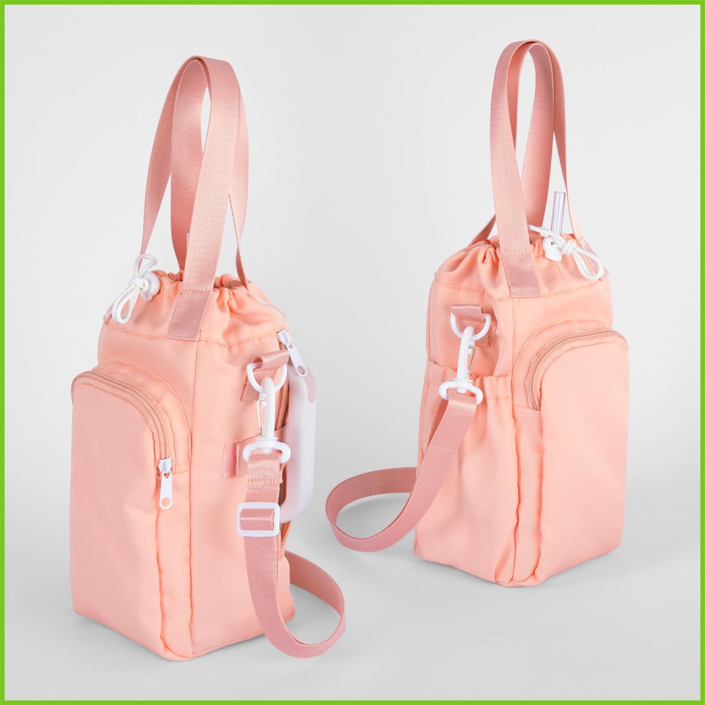 FNOLIA Water bottle sling bag water bottle holder with strap and phone holder stanley 30/40oz yeti tumbler accessories for hiking gym Black