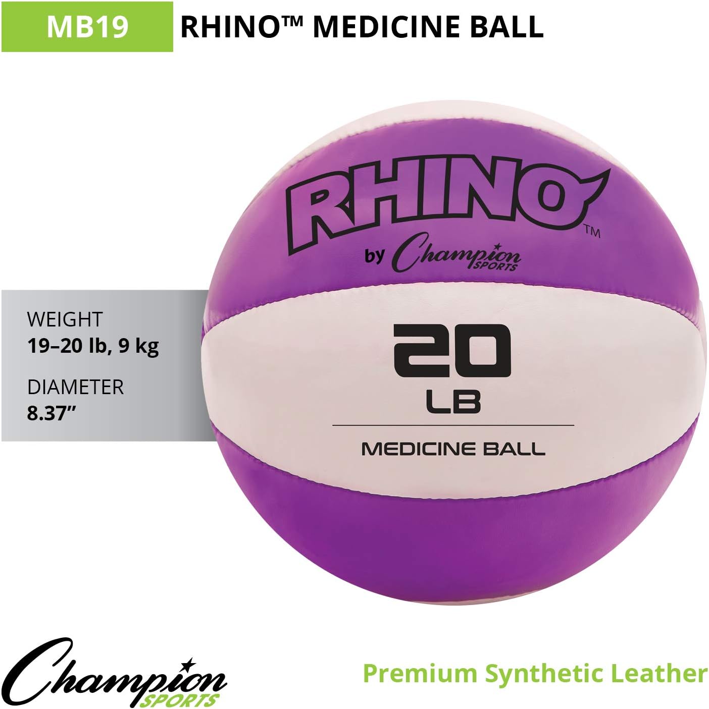 Champion Sports Exercise Medicine Balls, Leather with No-Slip Grip - Weighted Med Ball Set for Weight Training, Stability, Plyometrics, Cross Training, Core Strength - Multiple Styles