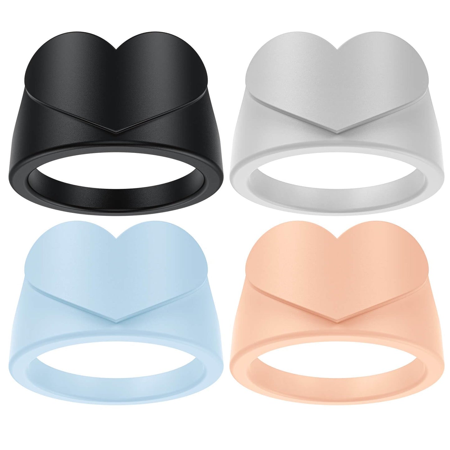PCJJ Silicone Ring Protector Sleeve for Oura Gen 4, Metal Ring Guards for Women, 4PCS Heart-Shaped Covers for Gym & Travel (US4-14)