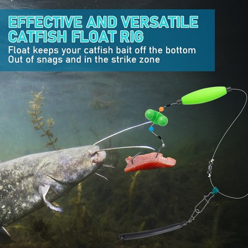 6PCS kaleodam Catfish Rigs Catfish Float Rigs Catfishing Tackle Santee Rig Circle Hooks for Peg Floats Catfish (Type B)