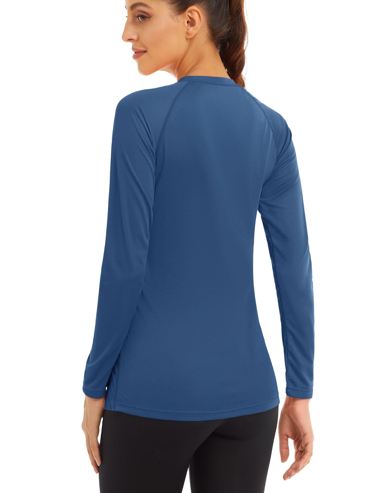 MAGCOMSEN Athletic Shirts for Women Fitted Running Workout Shirt Sun Protection Rashguard Lightweight Long Sleeve Top L