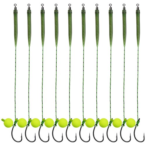 CWSDXM Hair Rigs Fishing Gear with Braided Thread Line, Carp Fishing Hooks Size 2/4/6/8, Swivel Snaps and Artificial Carp Boilie Eggs (Hair Rigs Fishing Size 6-10pcs)