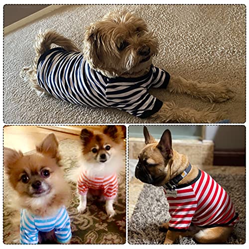 Pet Cotton Striped Dog T-Shirt - Light Color, Medium Size, 6 Pack