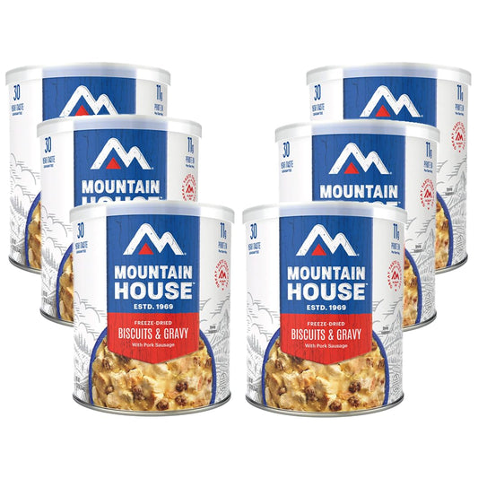 Mountain House Freeze Dried Biscuits & Gravy with Pork Sausage #10 Can – 12 Servings per Can – Made in USA – Survival, Emergency, Camping & Hunting Food – 6 Cans per Case – 30-Year Taste Guarantee