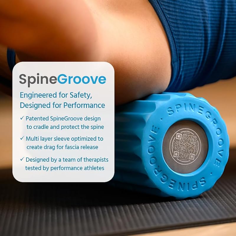 Deep Tissue Foam Roller with Spine Groove - 14.5 Inch Muscle Recovery