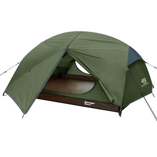 Bessport Camping Tent for 3 Person, Lightweight Backpacking Tent Waterproof Windproof Two Doors Easy Setup Double Layer Outdoor Tents for 3 to 4 Seasons, Suitable for Outdoor,Hiking,Camping