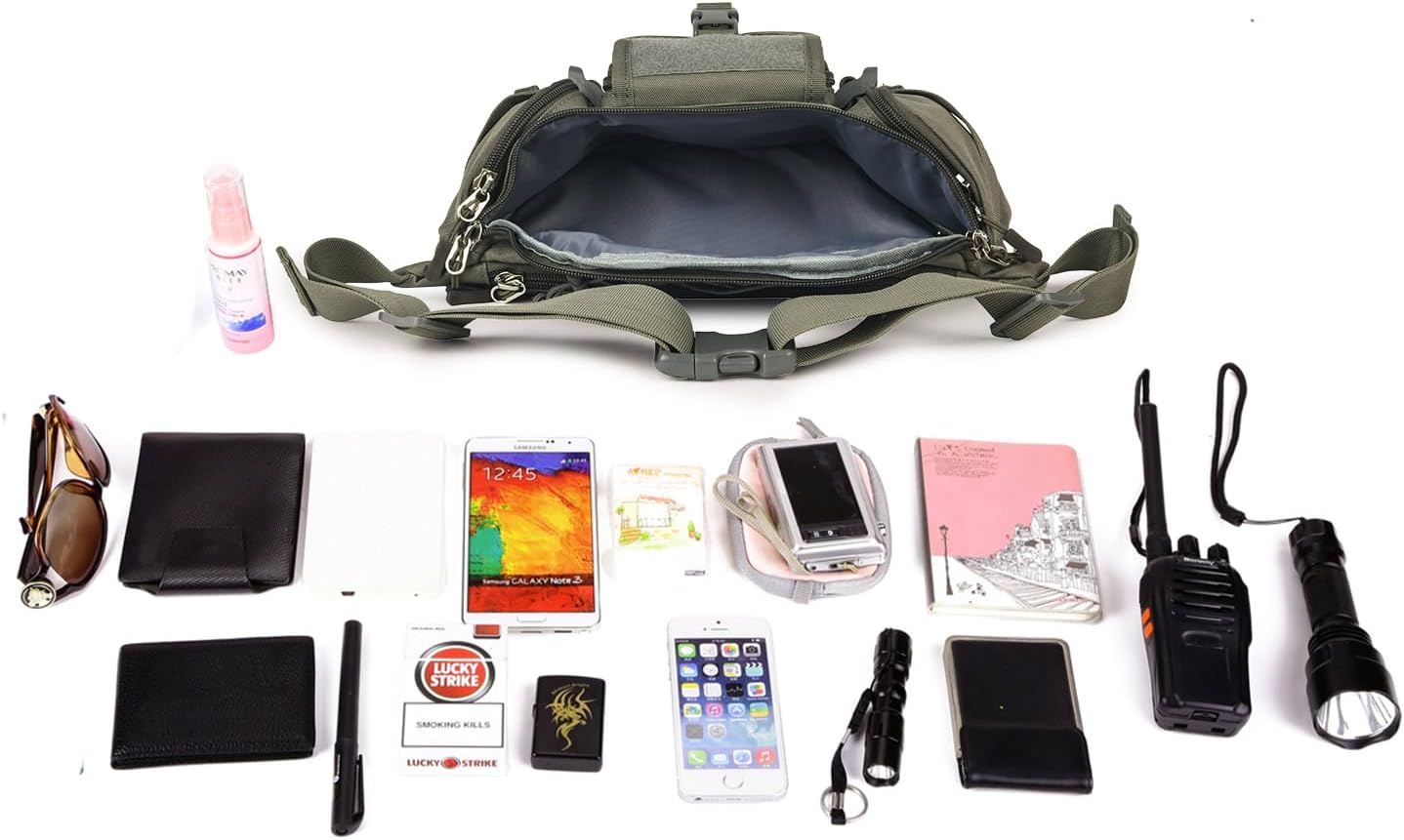 ArcEnCiel Tactical Fanny Pack for Men Waist Bag Hip Belt Outdoor Hiking Fishing Bumbag with Patch