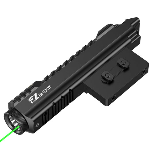 EZshoot 2400 Lumens Rifle Laser Light Combo, Rechargeable Rifle Flashlight Compatible with Picatinny and M-Rail, Tactical Green Light Laser Beam for Rifle with Strobe Mode