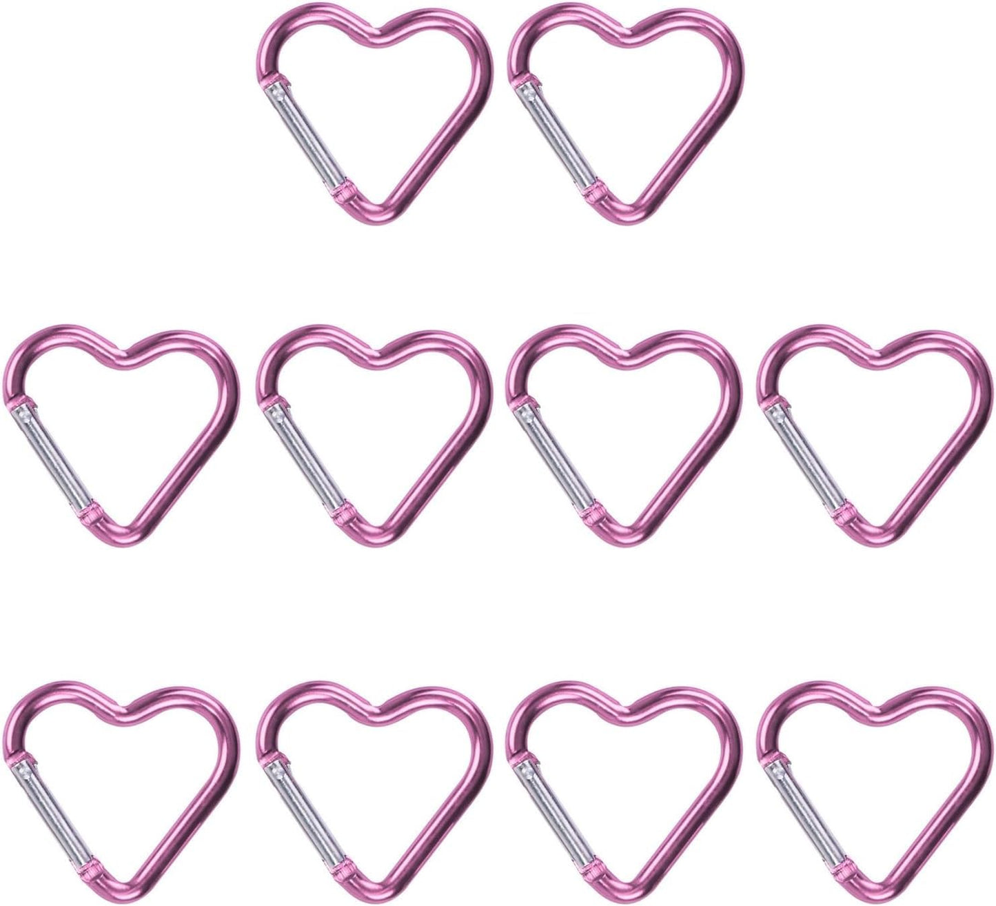 10Pcs Pink Heart-Shaped Carabiner Hooks Strong Load-Bearing Quick Link Key Holders Aluminum Material Creative Shape High Durability Camping Buckles, Accessory and Keychain Carabiners