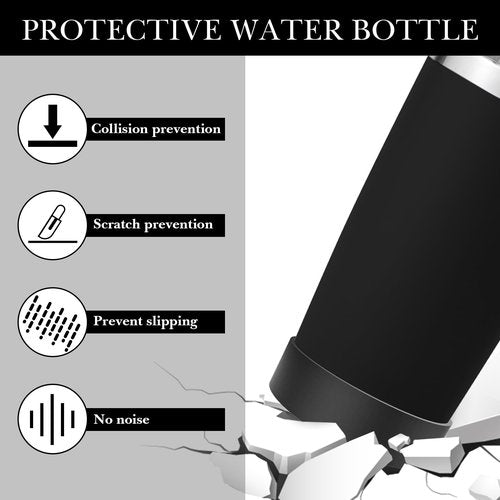 Linkidea Water Bottle Boot Compatible with YETI Rambler Tumbler 20oz/30oz, Travel Mug 20oz/30oz, Silicone Anti-Slip Water Bottle Bottom Sleeve Cover Protector (Black / 2 Pack)