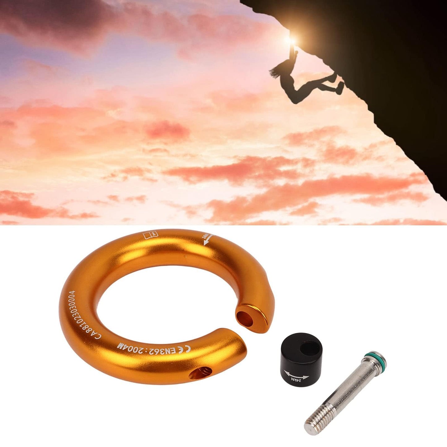 Aqur2020 Rappel Ring, Rock Climbing O Ring to Use Abrasion Uniform Force for Mountaineering (Gold)