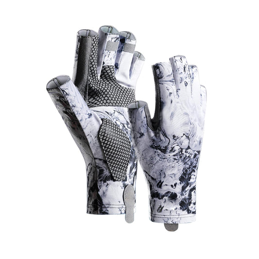 ievei Sun Gloves UPF 50+ Fishing Gloves, Fingerless Sun Protection UV Protection Fishing Gloves Men/Women for Kayaking, Hiking, Paddling, Driving (Grey, Large)