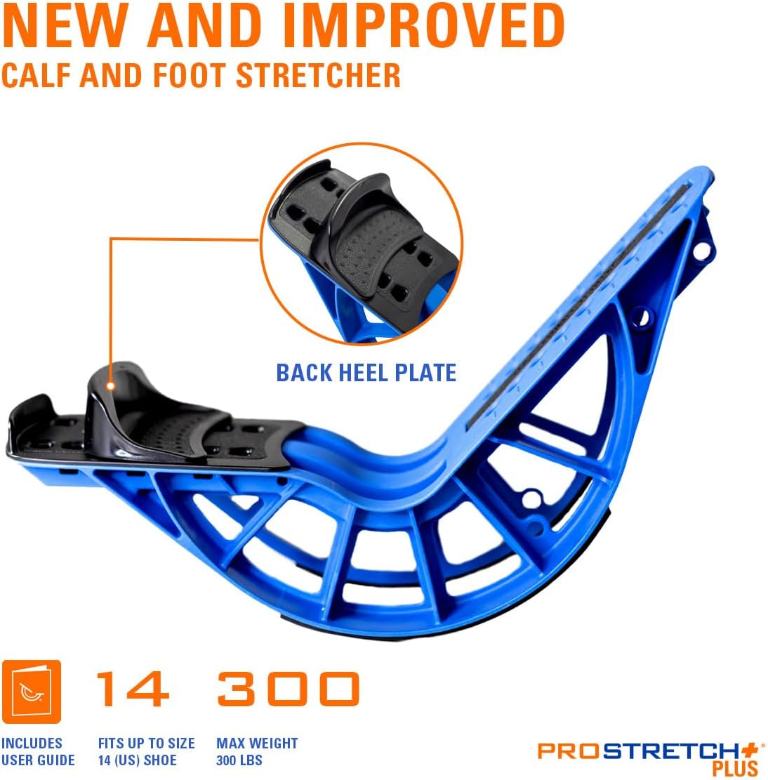 ProStretch Plus Customizable/Adjustable Calf Stretcher and Foot Rocker for Plantar Fasciitis, Achilles Tendonitis, and Tight Calves, Made in USA