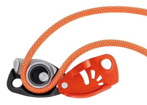 PETZL NEOX Belay Device with cam-Assisted Blocking, Optimized for Lead Climbing, Orange