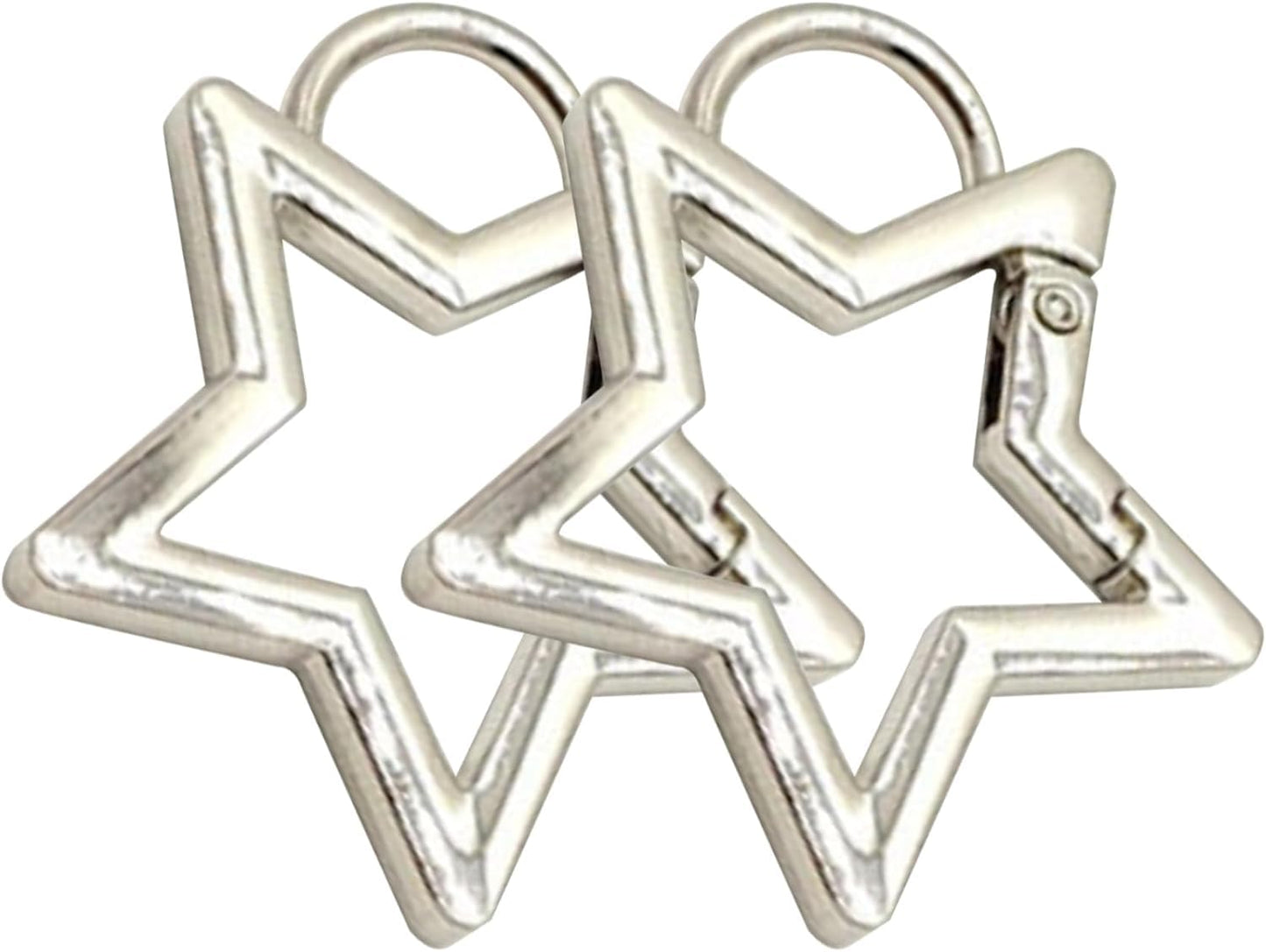 Jowxsx 2Pcs Silver Star Carabiner Clip,Keychain Metal Key Ring Heavy Duty Star Keychain Clip Polished Cute for Sports and Outdoors Craft Making Locking Carabiners Accessory