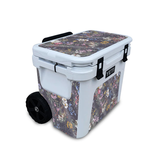 Glossy Glitter Skin Compatible with Yeti Roadie 32 Wheeled Cooler - Midnight Blossom - Premium 3M Vinyl Protective Wrap Decal Cover - Easy to Apply | Crafted in The USA by MightySkins