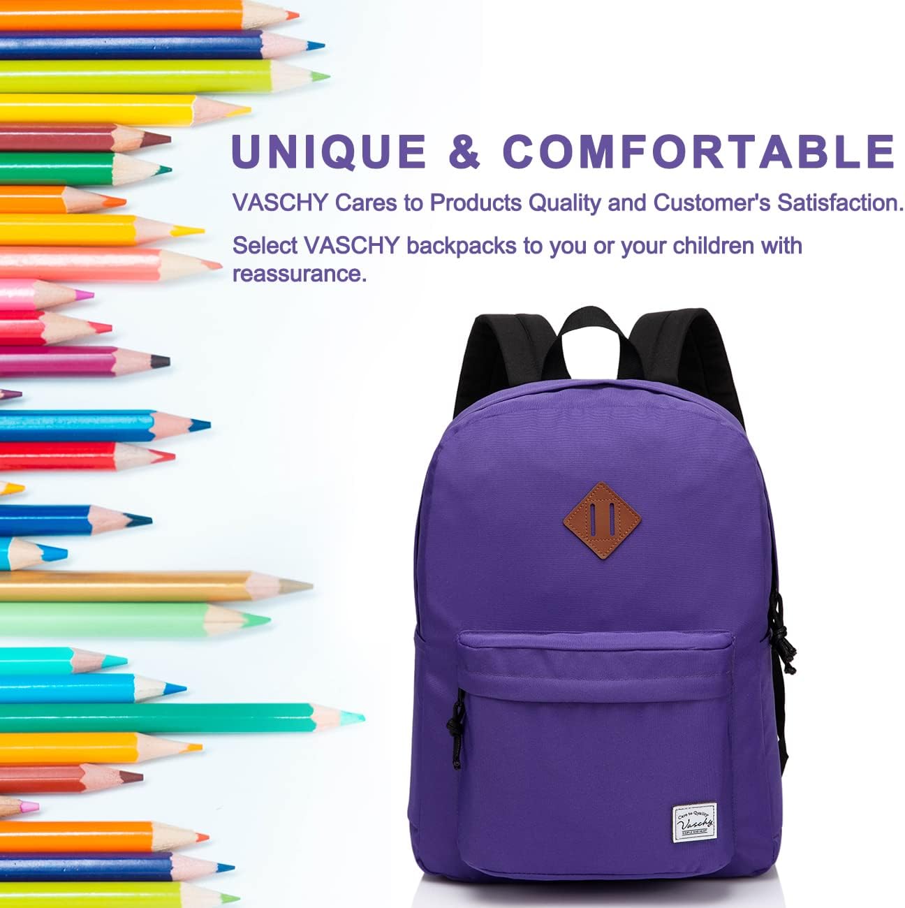 VASCHY Backpacks Handbags, Lavender, M