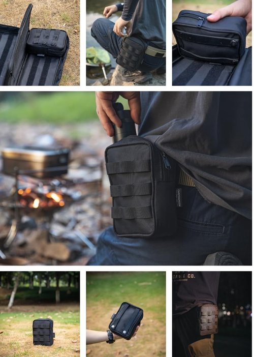 CAMPINGMOON Tactical Admin Molle Pouch Military Camping Tool Bag Storage Case for Peg Hammer Lantern Coyote BG-40