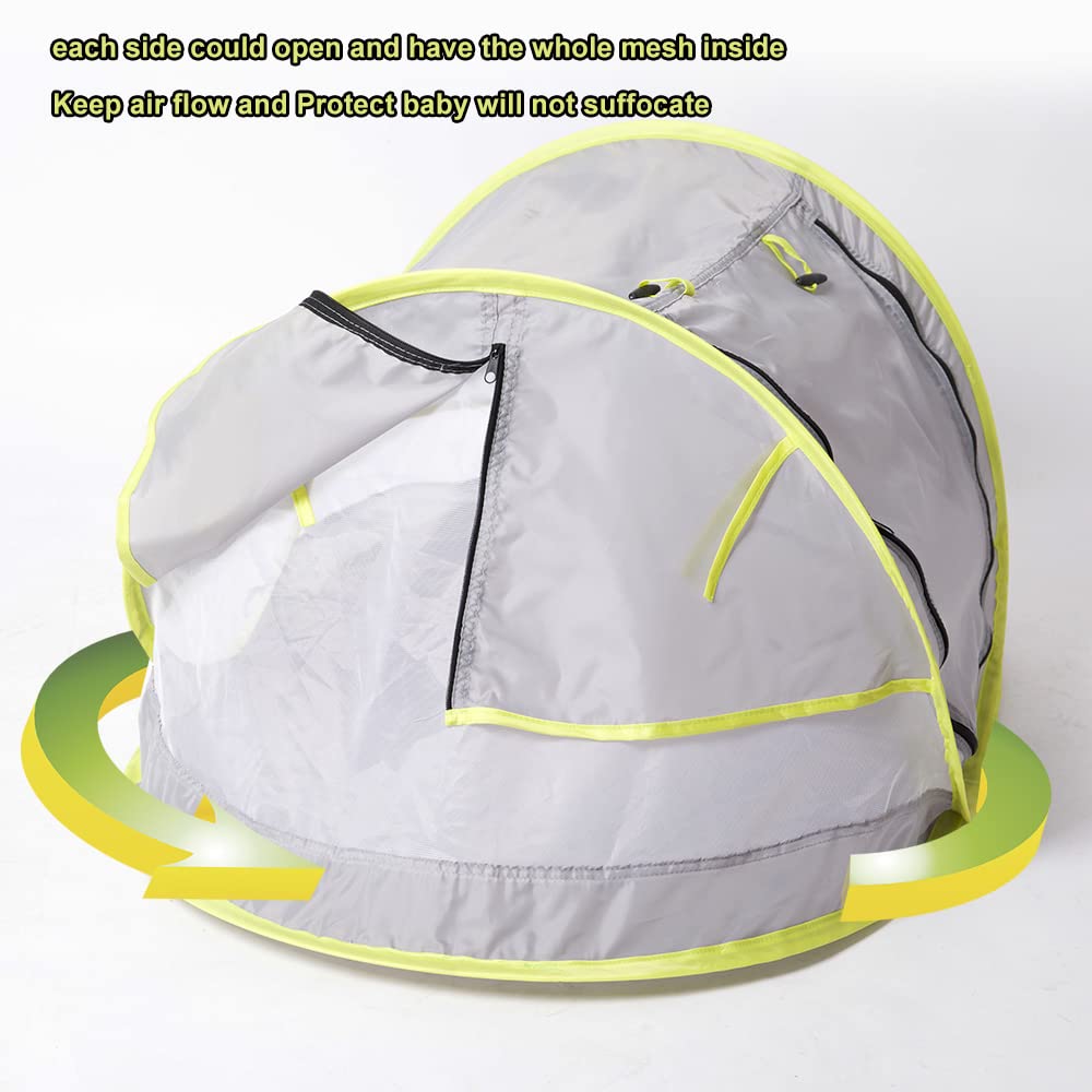 Baby Beach Pop Up Tent - UPF 50+ Sun Shade with Mosquito Net, Sun Shelter for Girls Boys, Beach Umbrella for Infant (Green)