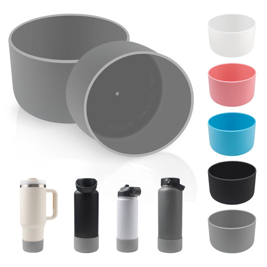 TFQXA1Z 4 Pack Silicone flask Boot, Protective Silicone Boot for 12oz - 40 oz, BPA Free Anti-Slip Water Bottle Sleeve for Stl Cup Accessories (Gray)