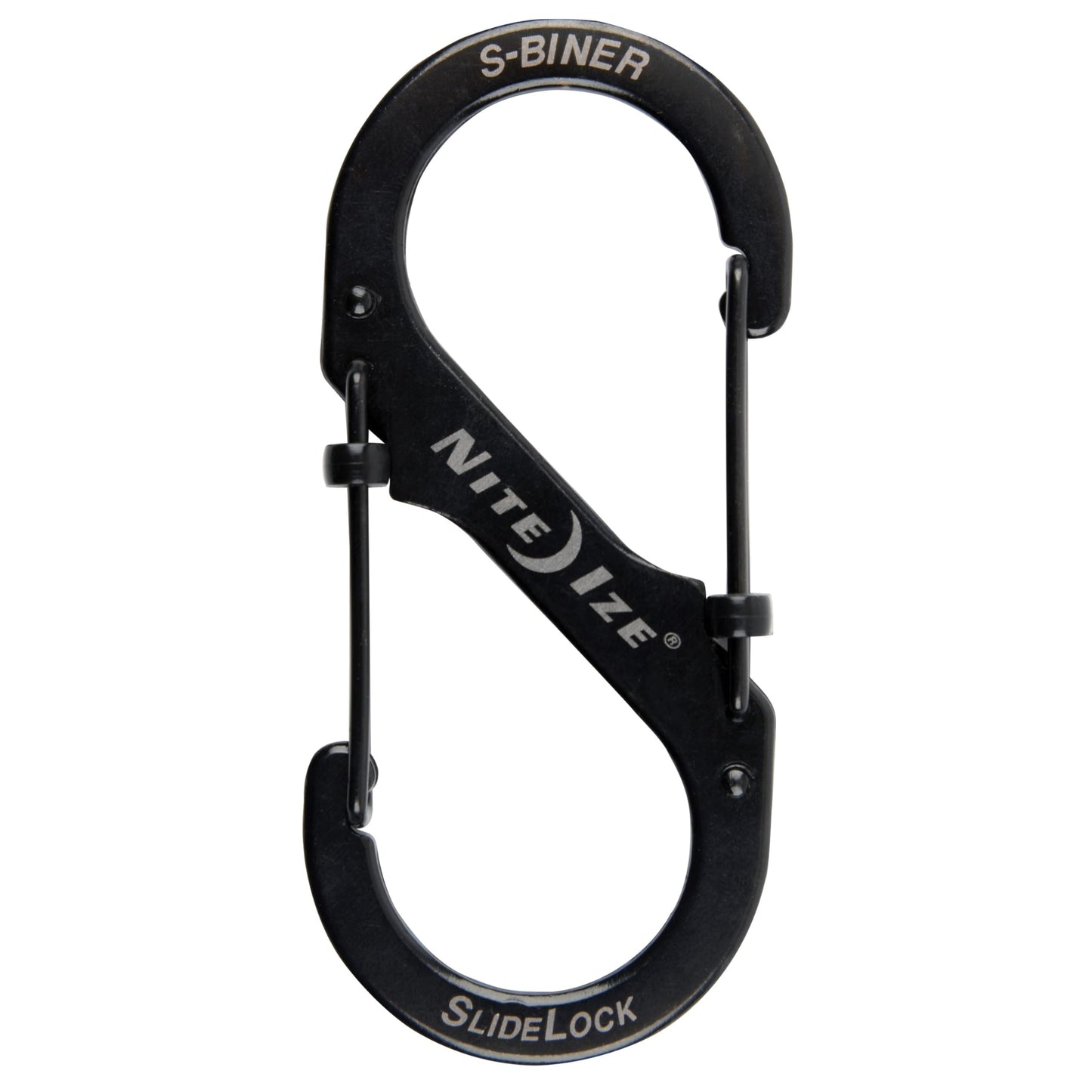 Nite Ize S-Biner Slidelock Stainless Steel - Double-Gated Design - Carabiner Clip with Locking Gates - Dual Carabiner Holder for Keys, Water Bottles & Gear - Size 4, Black, 4 Count (4 Pack)