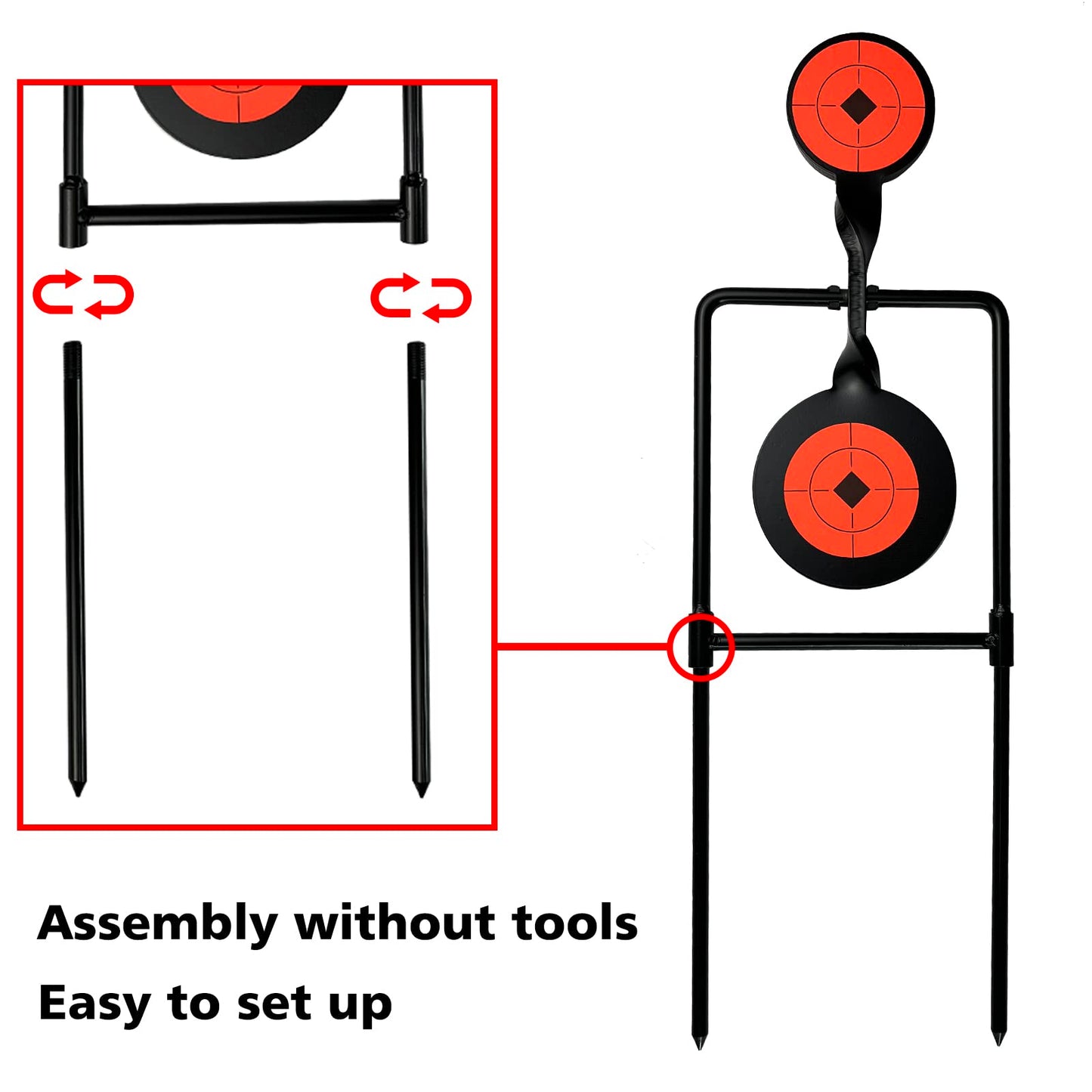 Atflbox 2X High Caliber Spinner Auto Reset Steel Target for Centerfire Handguns Up to .44 Magnum Outdoor Target Shooting