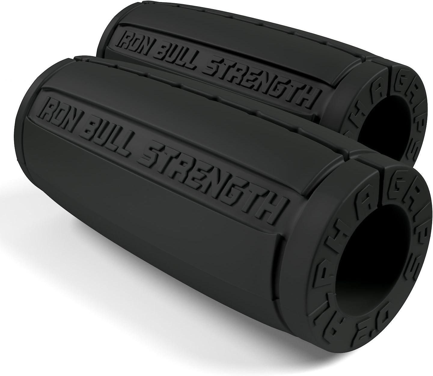 Iron Bull Strength Alpha Grips 2.0 - Extreme Arm Blaster - Best Dumbbell and Barbell Thick Bar Adapter (Charcoal)