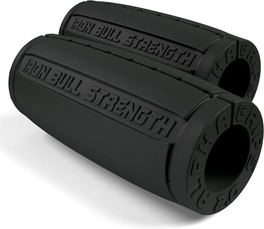 Iron Bull Strength Alpha Grips 2.0 - Extreme Arm Blaster - Best Dumbbell and Barbell Thick Bar Adapter (Charcoal)