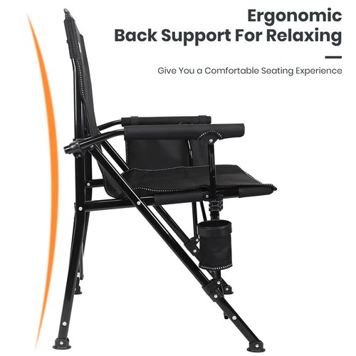 Camping Chair with Padded Hard Armrest, Sturdy Folding Camp Chair with Cup Holder W Mesh Storage Bag, Support to 400 lbsfor Adults 2 Pack