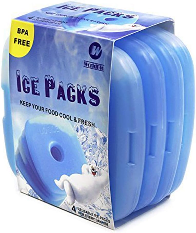 Slim Cooler Ice Packs for Lunch Box, Work, School, Picnic, Fishing - Long Lasting, Quick Freeze, Blue